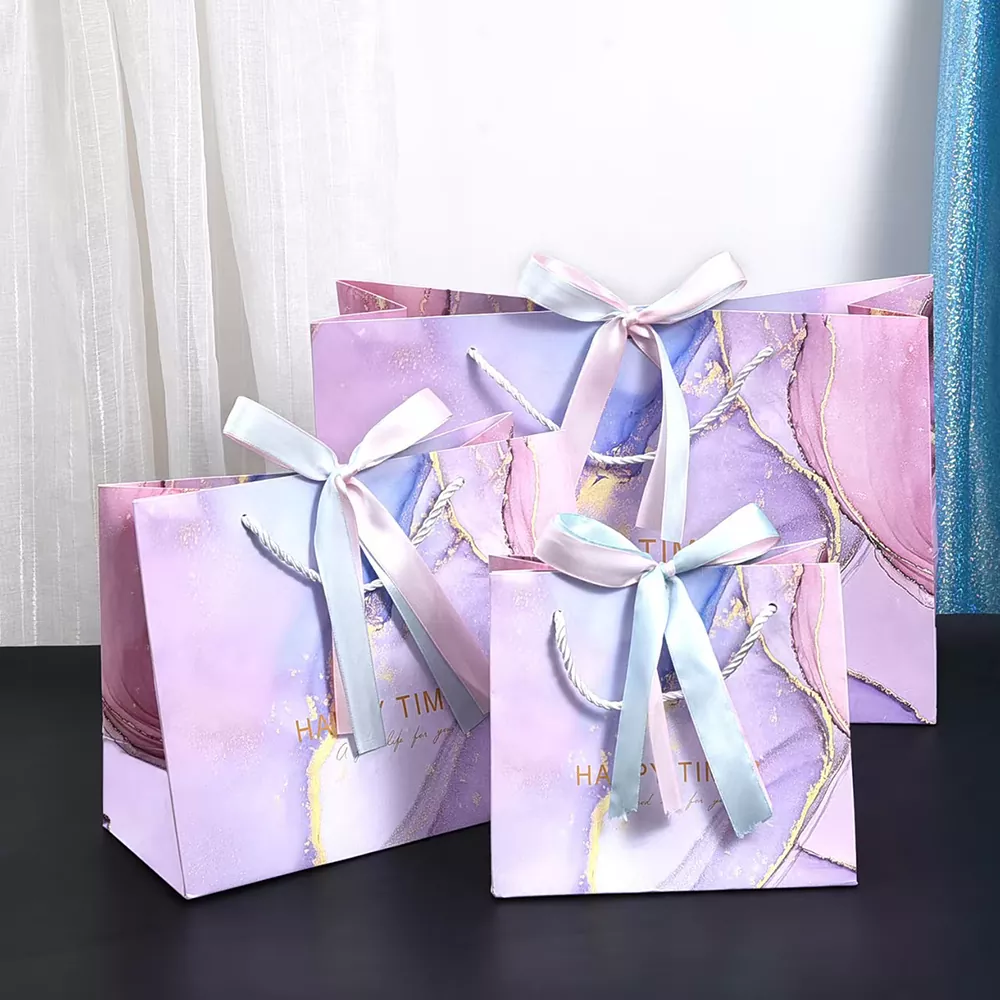 Borsa regalo in carta di lusso con manico a nastro